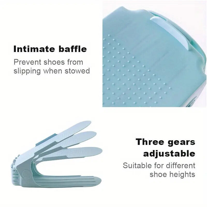 24x Adjustable Plastic Double Layer Shoe Rack Three Gear Shoe Support Space Sav24PCS Adjustable Double Layer Shoe Rack Holders - Space Saving Plastic Shoe Organiserse