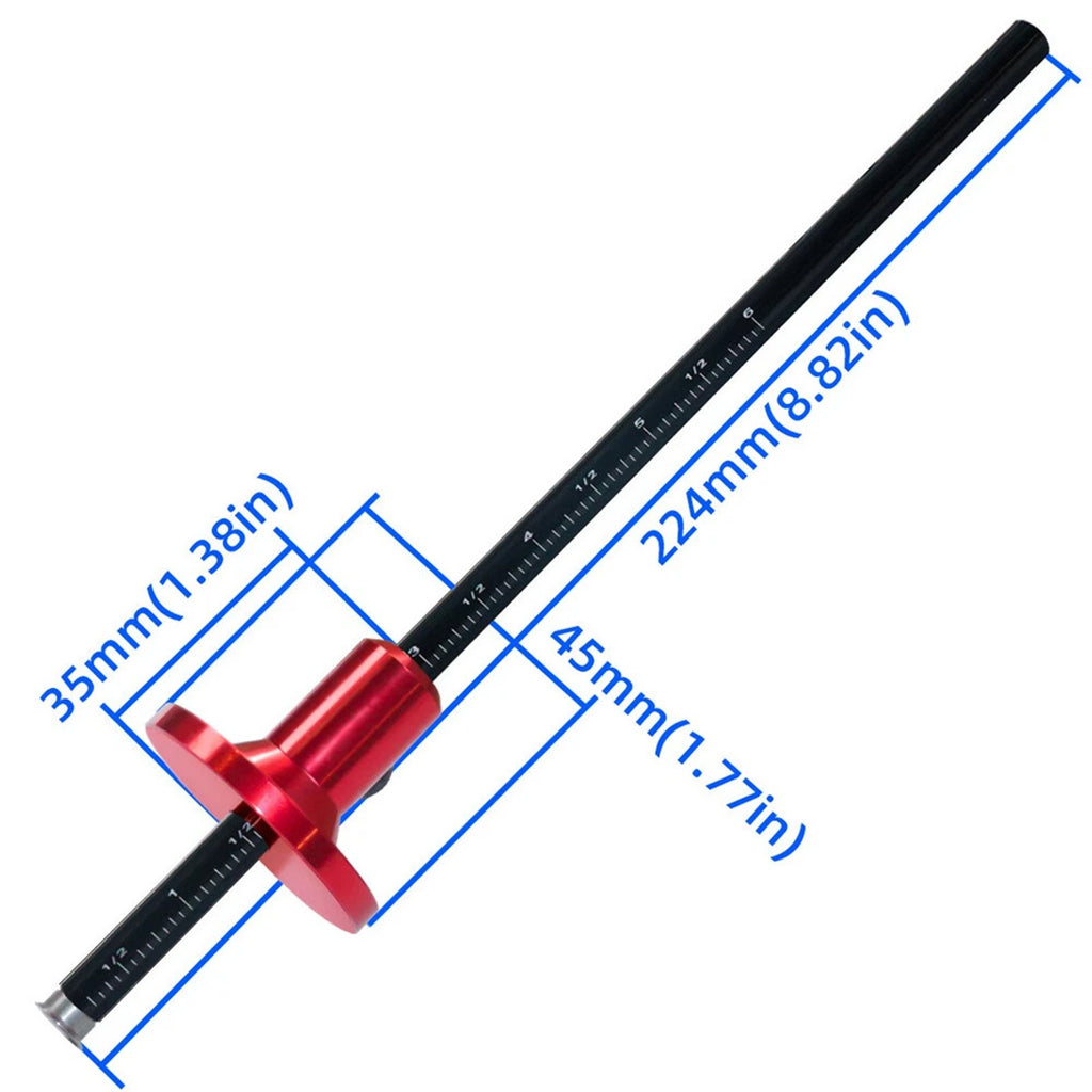 2PCS Woodworking Wheel Marking Gauge Set - Solid Metal Bar Scriber Tool with Metric and Inch Scale