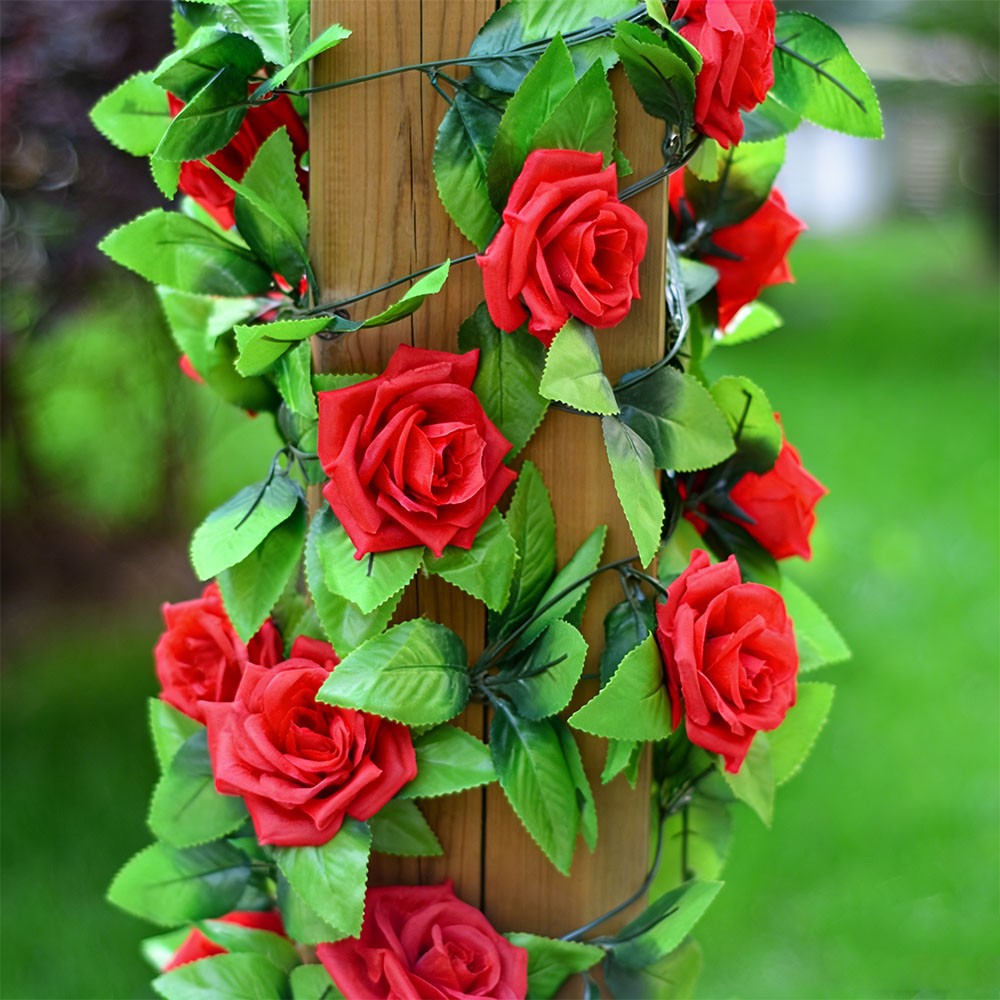 5 Pack 2.4M Artificial Rose Vine Garland – Silk Hanging Floral Ivy for Wedding, Party and Home Decor