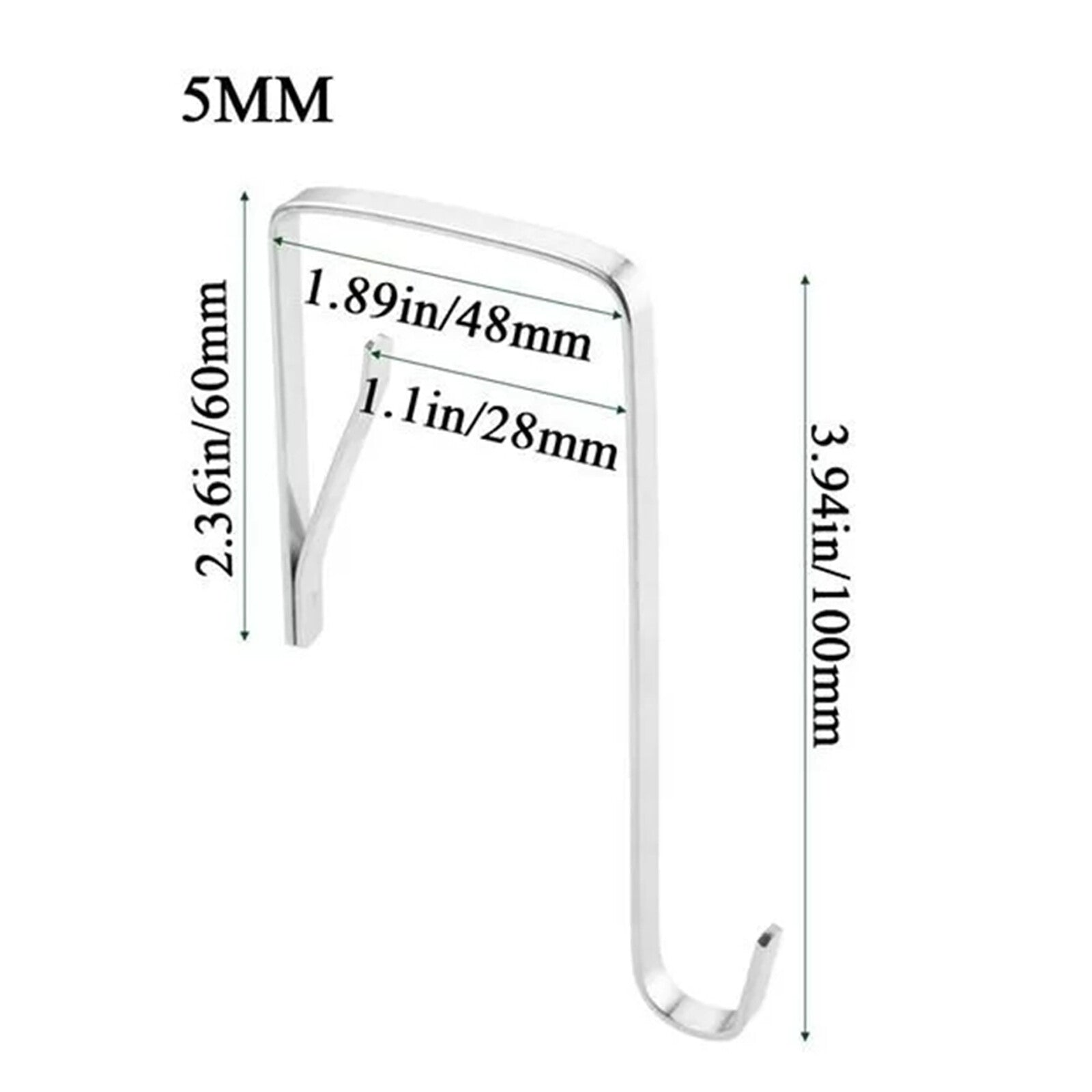 10pcs 5mm Stainless Steel Over The Door Hook Adjustable Door Hanger Rack Cloth