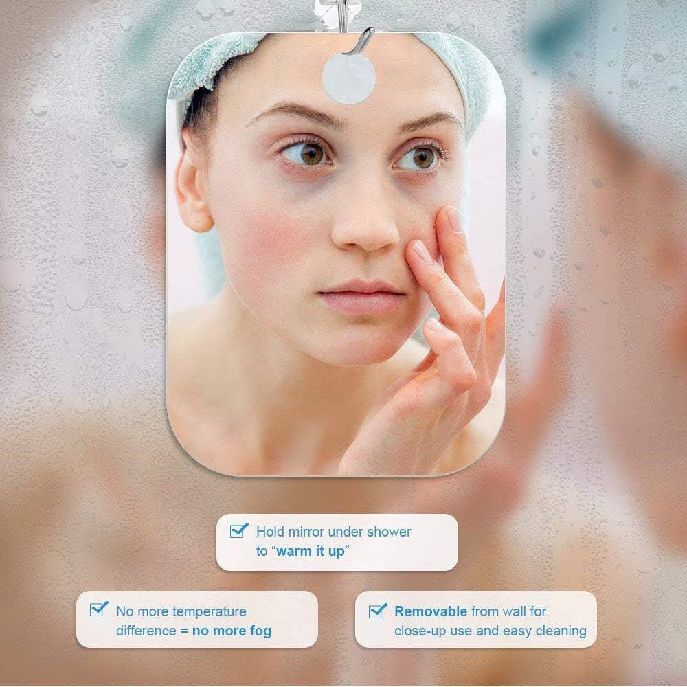 Anti-Fog Shower Mirror – Fogless Shaving Mirror for Bathroom (17 × 13cm)