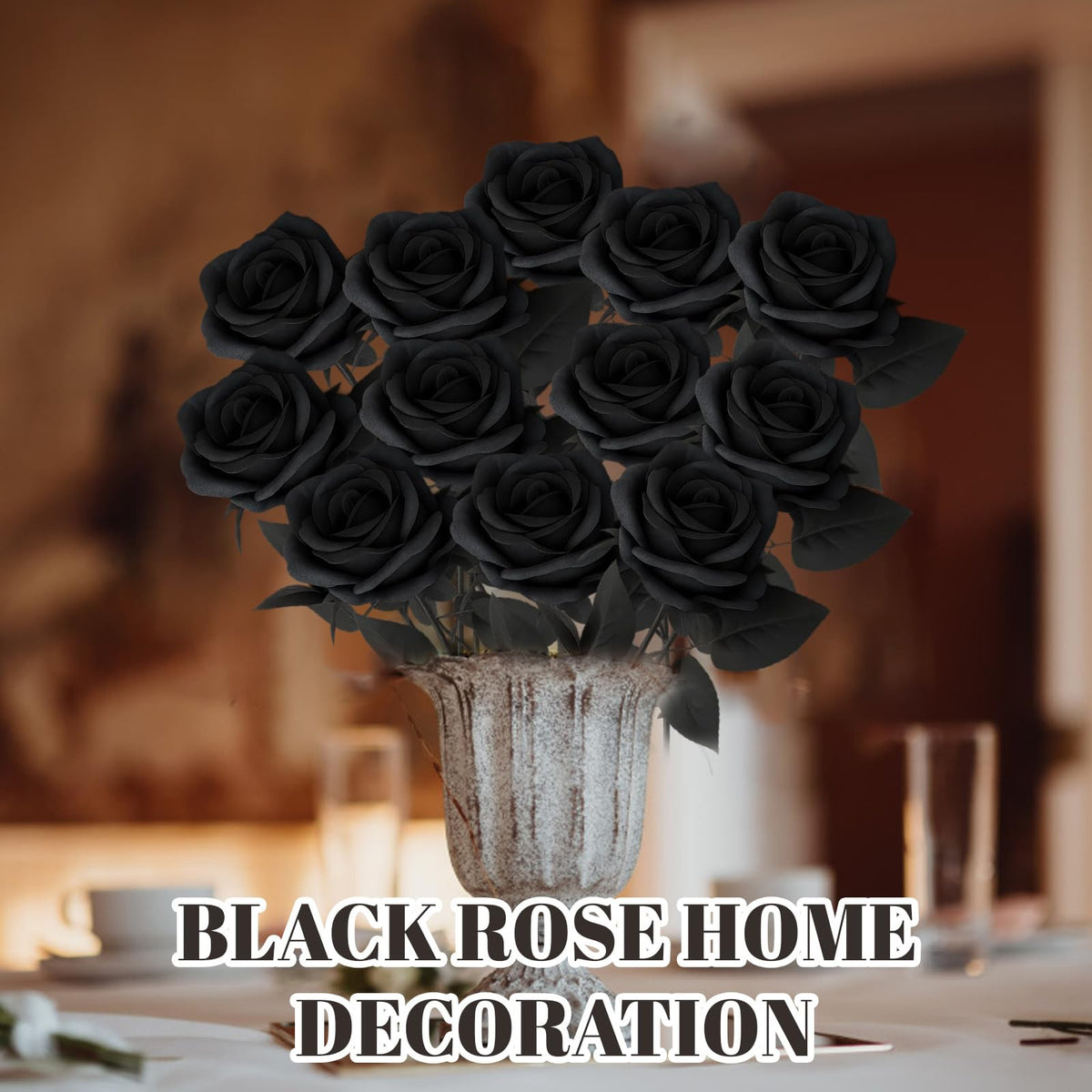 Black Artificial Rose Flowers for DIY Wedding Bouquets Halloween Decorations AU