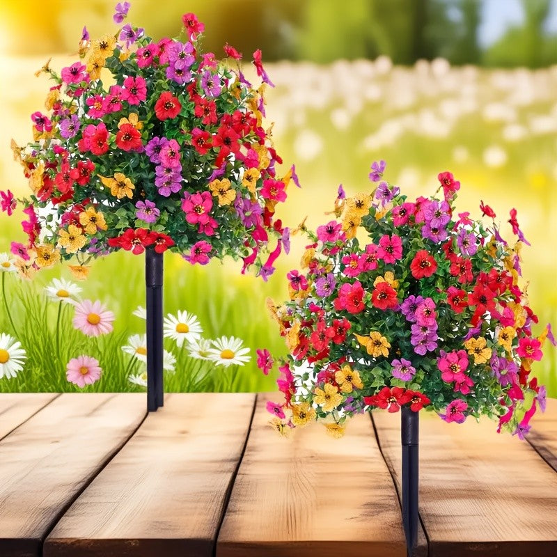 8pcs Artificial Flower Bouquet Silk Violet Faux Plants Outdoor Garden Decor
