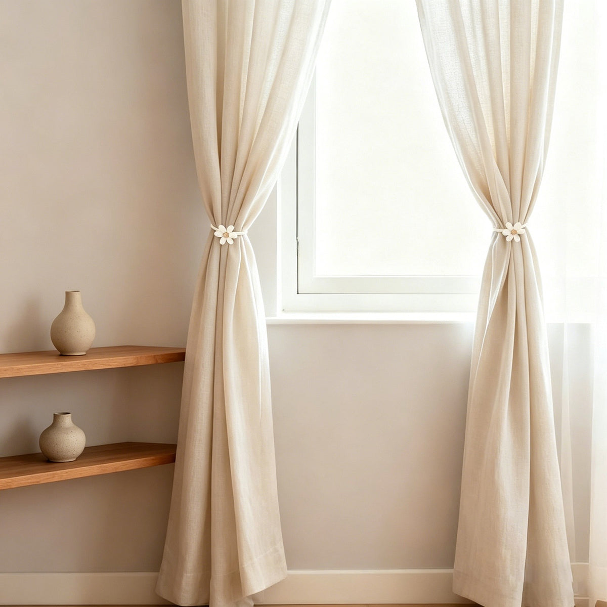 Flower curtain holder side view