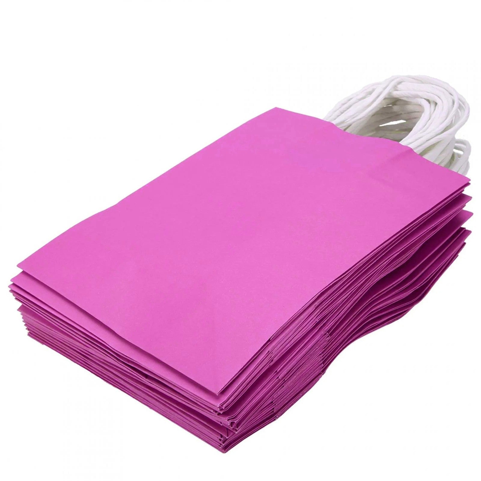 40 Pack Kraft Paper Gift Bags with Handles – Brown, White, Sky Blue and Hot Pink Shopping Carry Bags