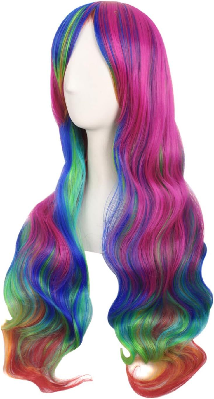 70cm Rainbow Lolita Cosplay Wig | Long Curly Wavy Synthetic Hair Wig for Women
