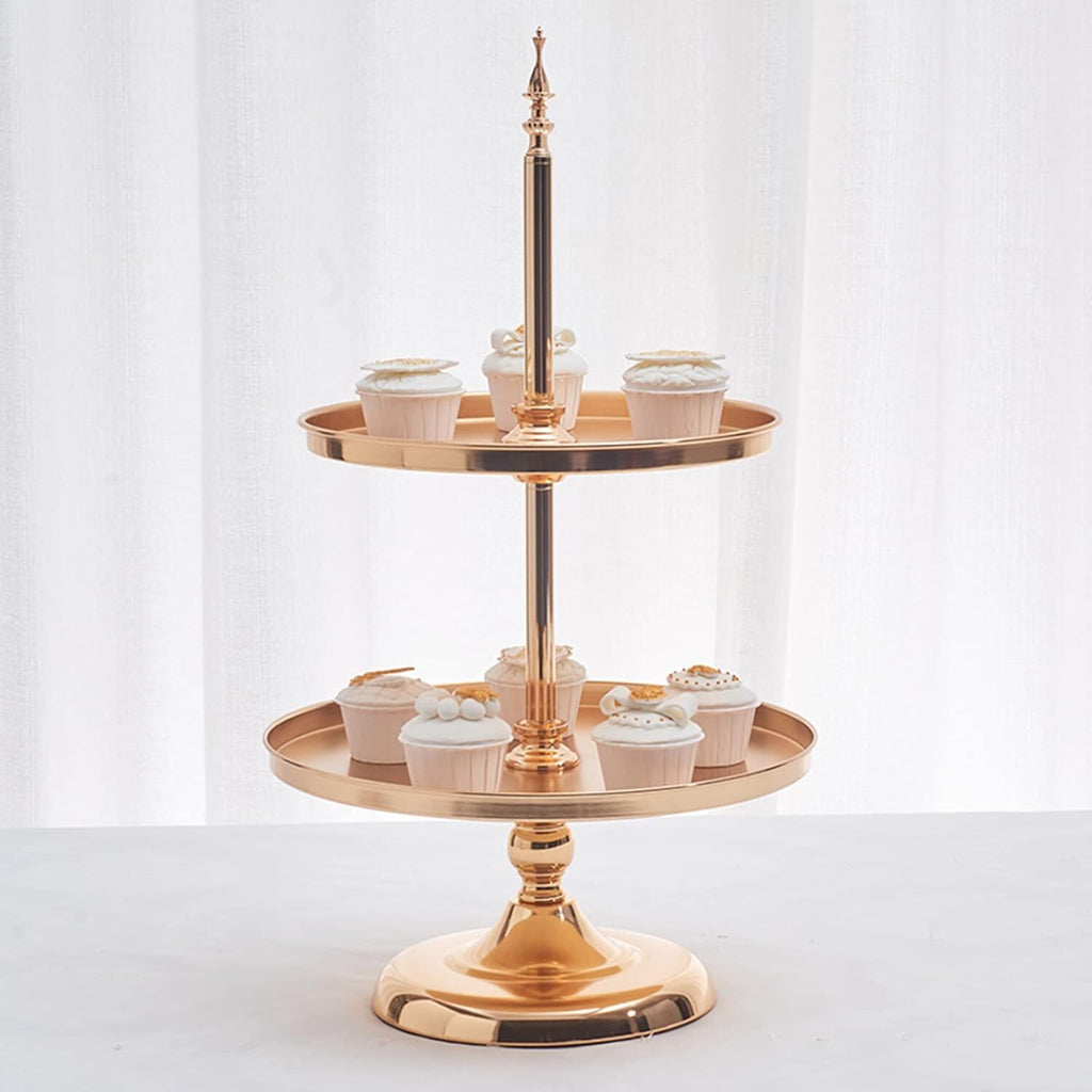2 Tier Gold Mirror Cake Stand for Wedding, Birthday & Dessert Display