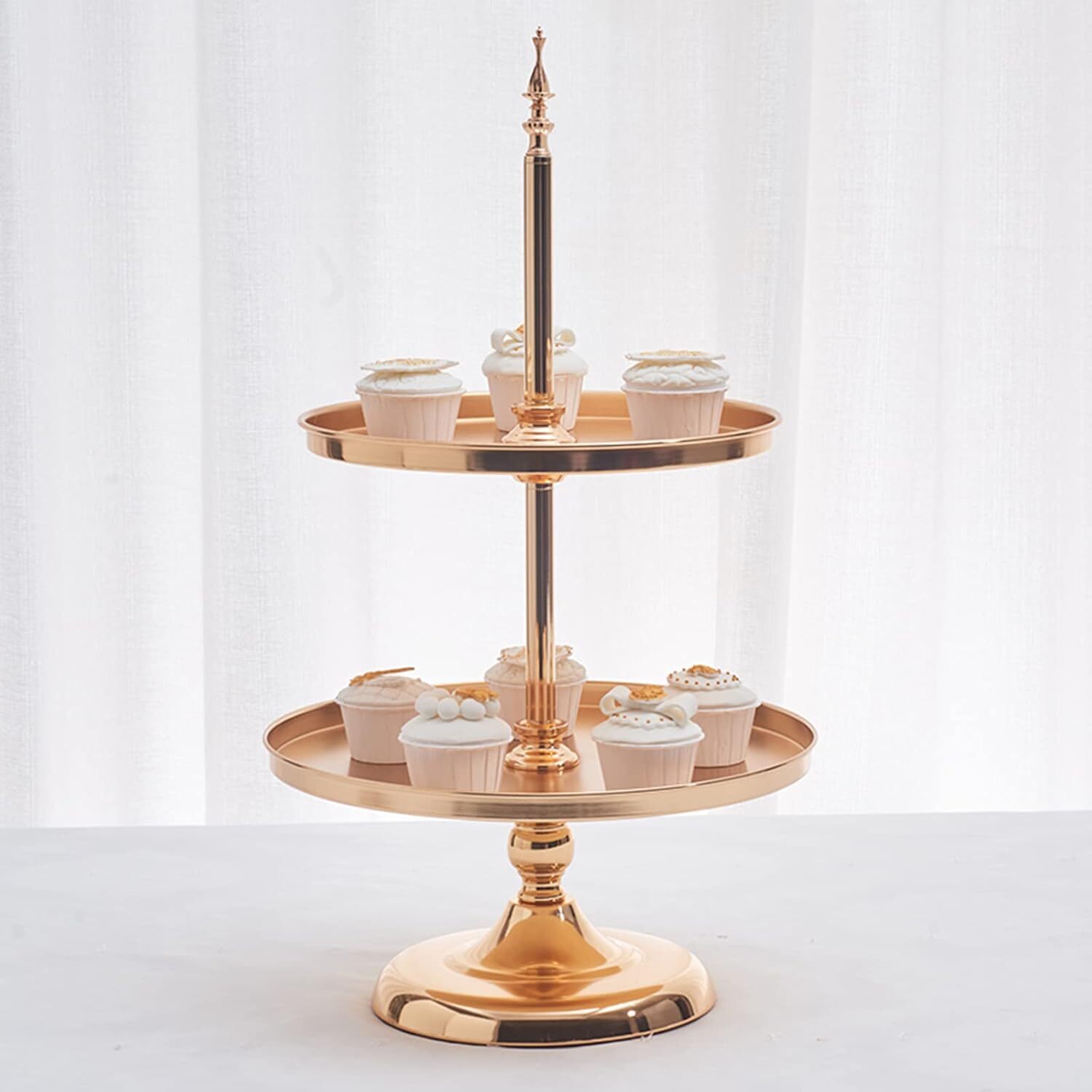 2 Tier Gold Mirror Cake Stand for Wedding, Birthday & Dessert Display