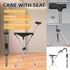 Foldable Walking Cane Chair Adjustable Portable Seat Stool Lightweight Mobility Aid
