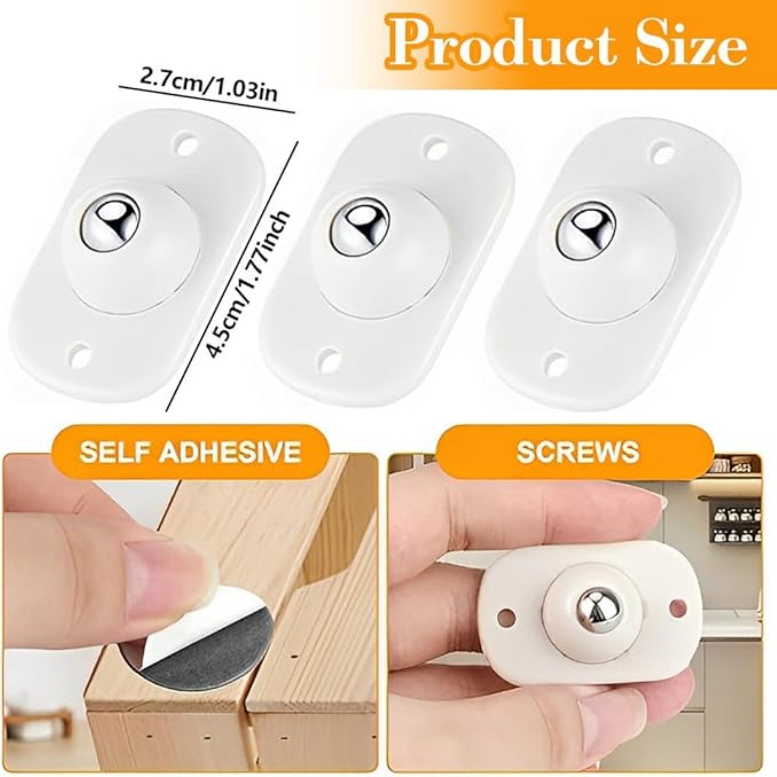 20pcs Mini Swivel Caster Wheels | 360° Self Adhesive Rolling Wheels for Storage Boxes