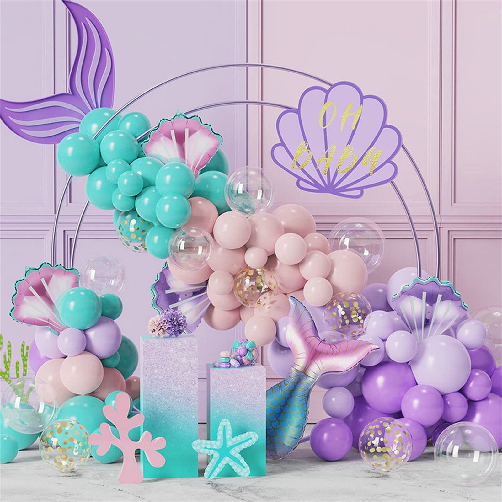 194PCS Mermaid Balloon Garland Arch Kit Birthday Party Decoration Girls
