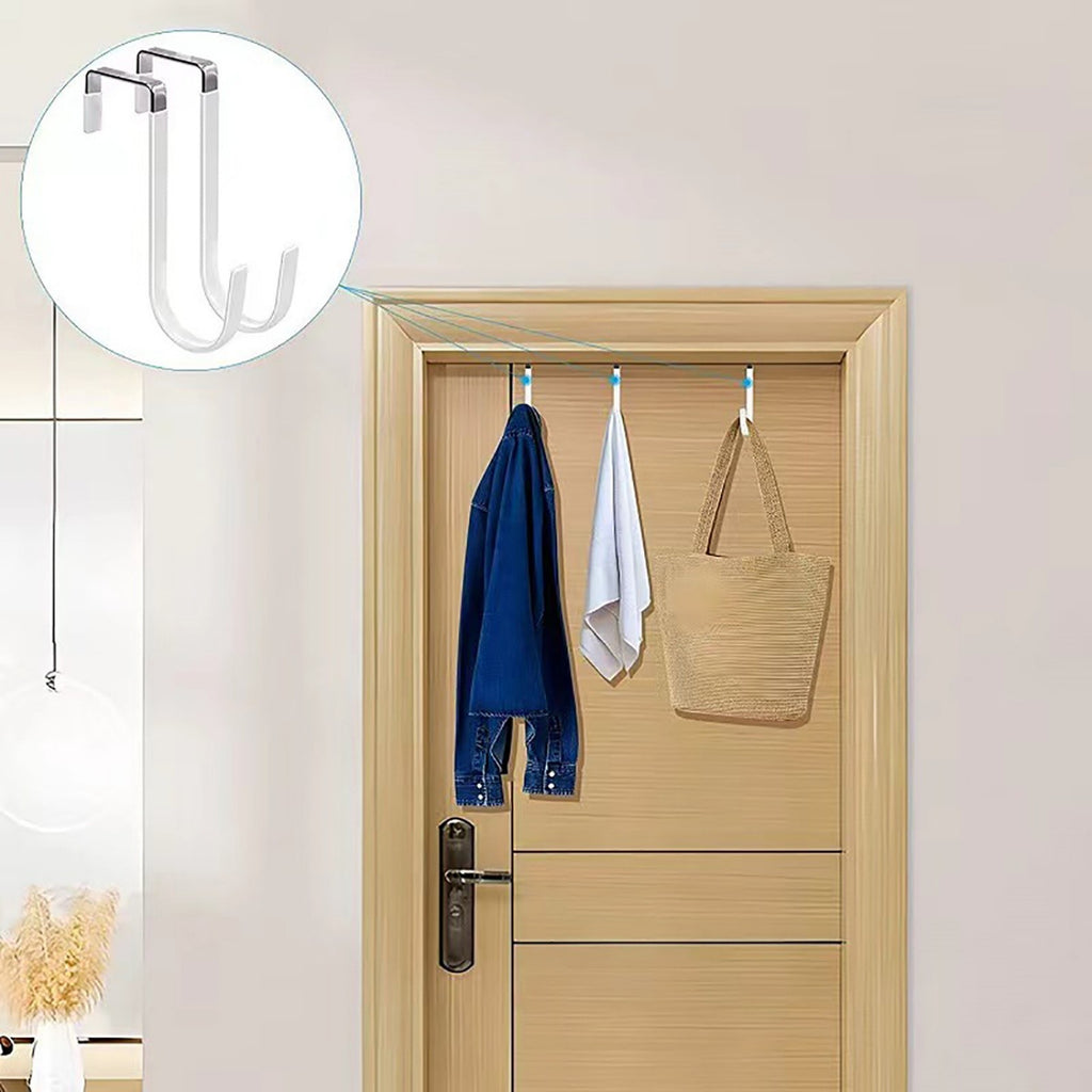 8PCS Adjustable Long Over The Door Hanger Front / Back Door Hook Organizer AU8PCS Adjustable Over The Door Hooks - Long Front and Back Door Hanger OrganiserS