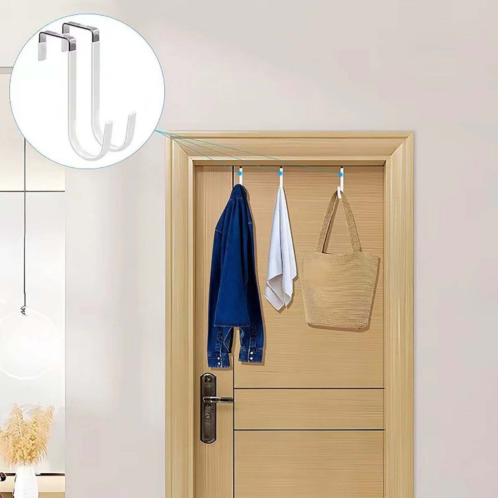 8PCS Adjustable Long Over The Door Hanger Front / Back Door Hook Organizer AU8PCS Adjustable Over The Door Hooks - Long Front and Back Door Hanger OrganiserS