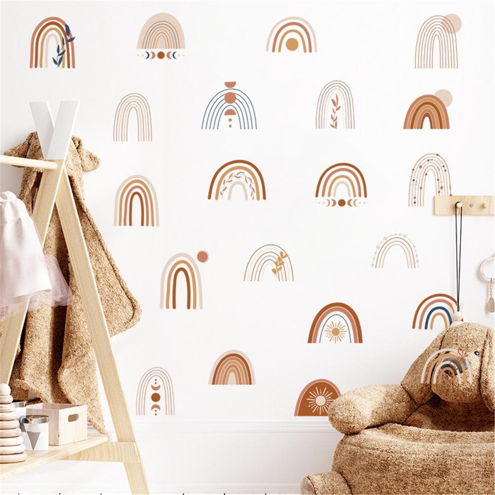 Boho Rainbow Wall Decals for Nursery and Kids Bedroom – Removable Vinyl Wall Stickers