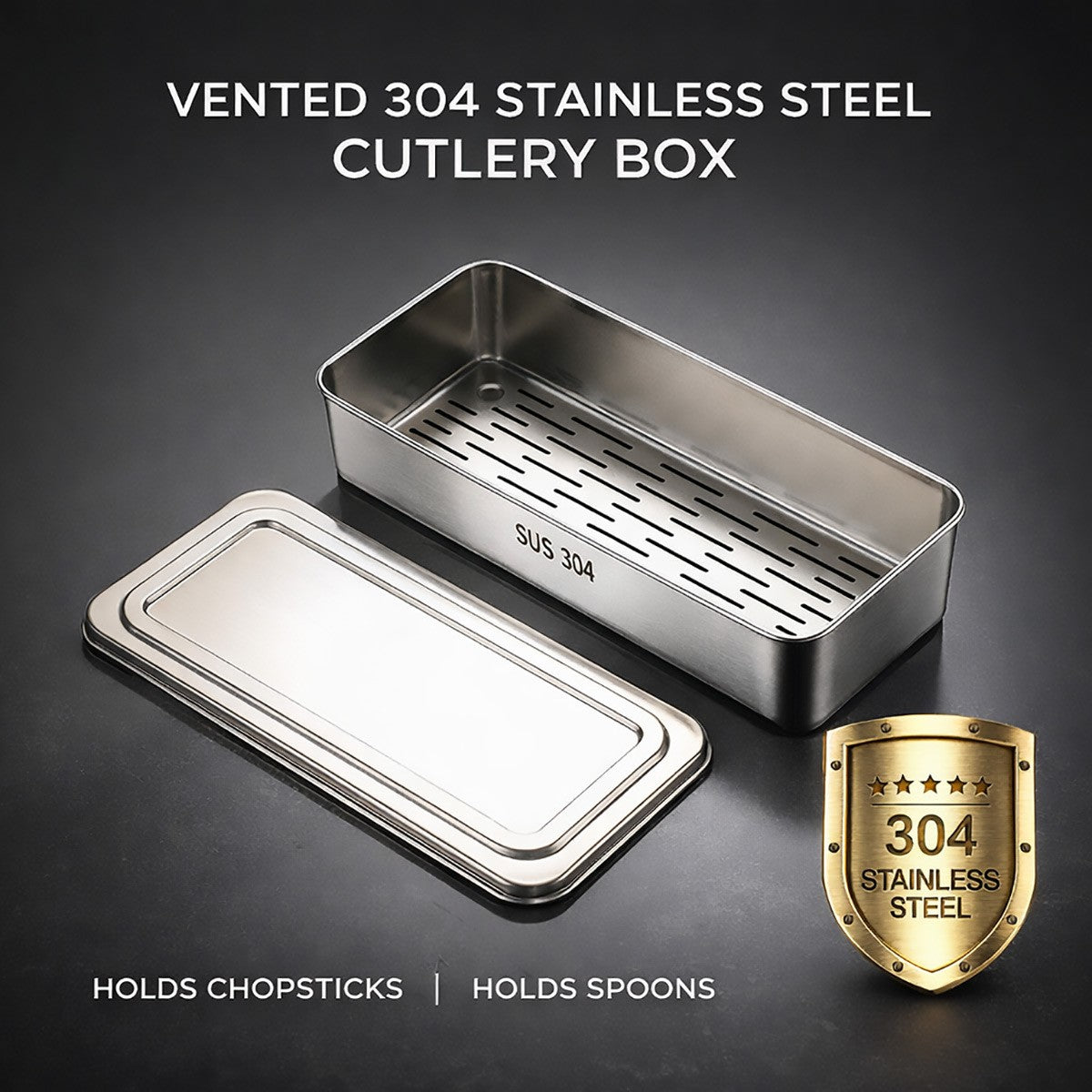 Stainless Steel Chopsticks Basket 2 Pack SUS 304 With Lid Ventilated Design New