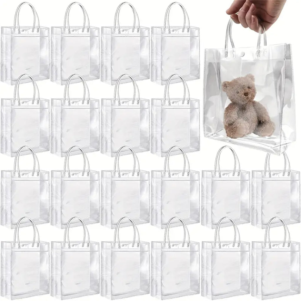40pcs Clear PVC Gift Bags with Handles | Transparent Plastic Party Favor Bags (2 Sizes)