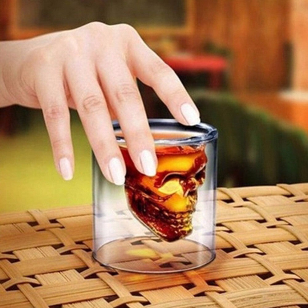 8PCS Crystal Skull Shot Glass Set 75ml – Clear Glass Vodka Whiskey Liquor Cups