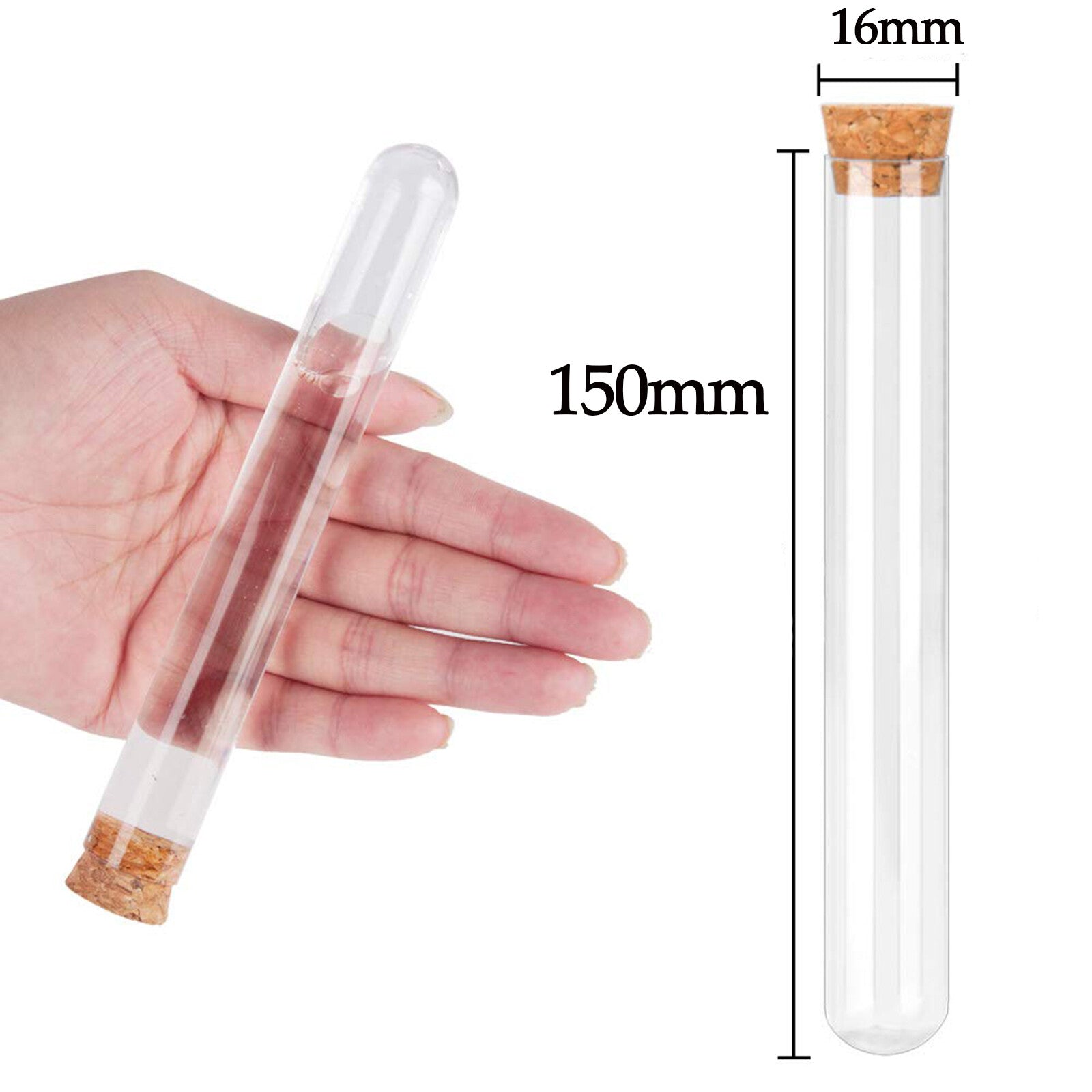 50PCS Clear Plastic Test Tubes with Wooden Cork Stoppers - 20ml Wedding Favor Candy Bottles