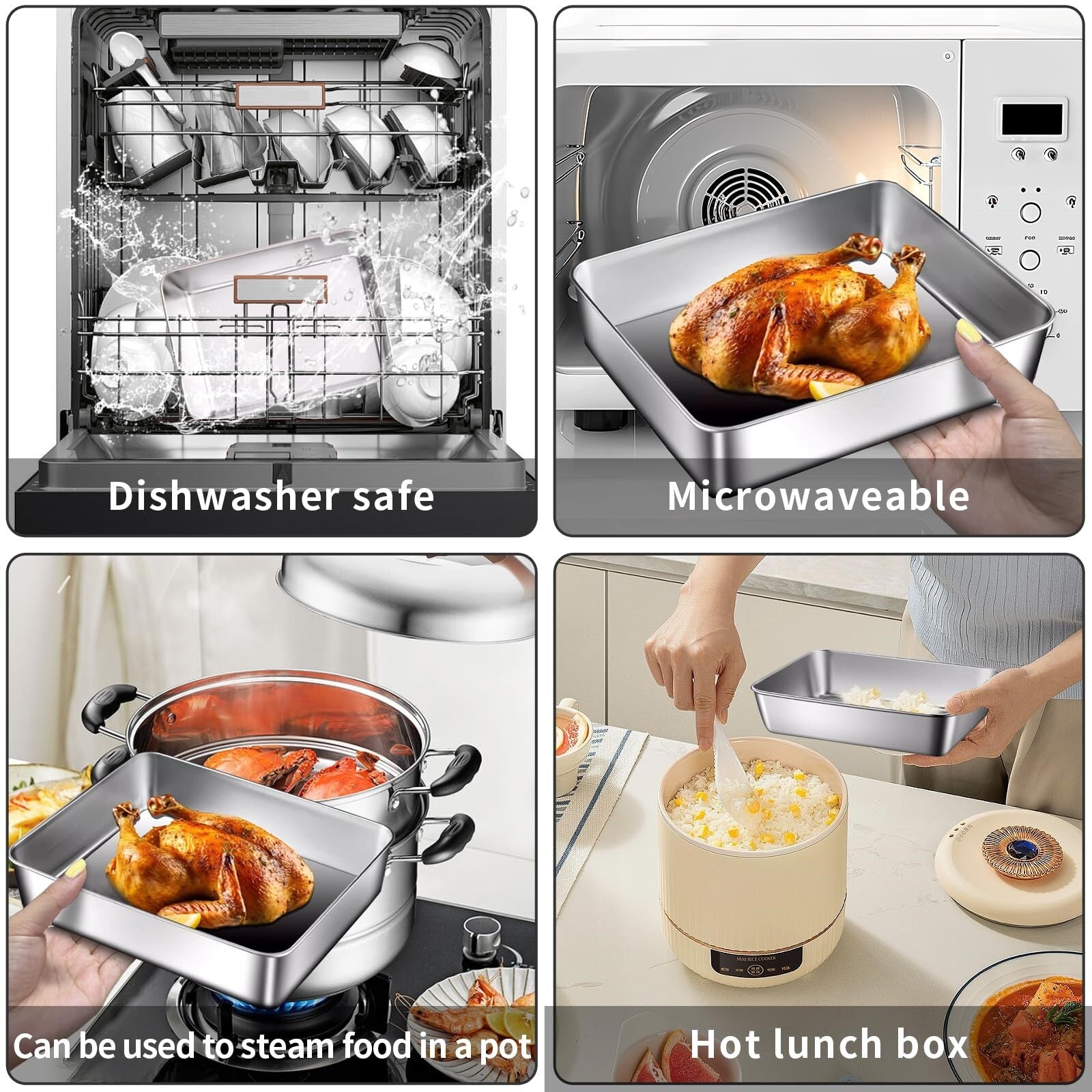 9PCS 2200ML Stainless Steel Food Storage Containers Airtight Lunch Boxes with Lids
