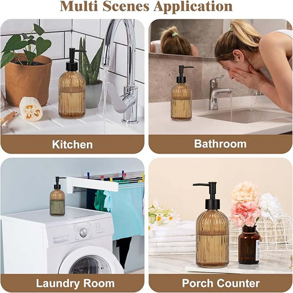 2PCS 400ml Clear Pump Bottles Refillable Soap Shampoo Conditioner Dispensers