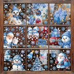 Christmas Window Stickers Winter Snowman Santa Claus Snowflake Elk Static OD