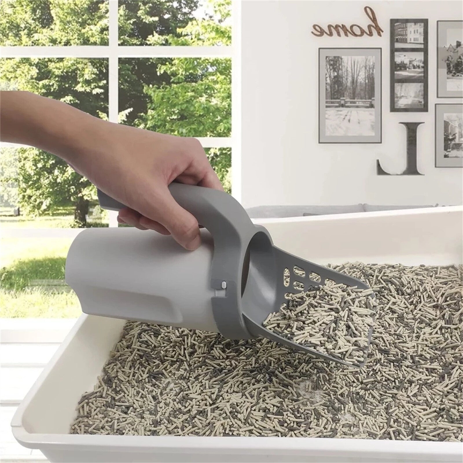 Cat Litter Scoop with Integrated Holder | Detachable Pet Litter Shovel Sifter