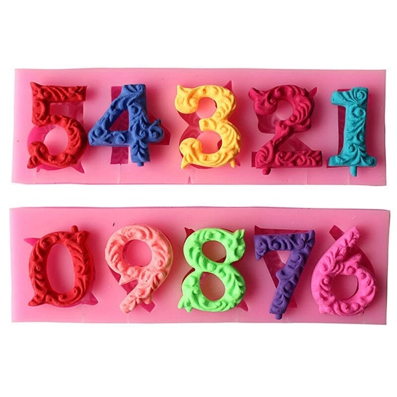 4PCS Number Silicone Fondant Mold Set – Cake Decorating Chocolate Sugarcraft Mould (0–9)