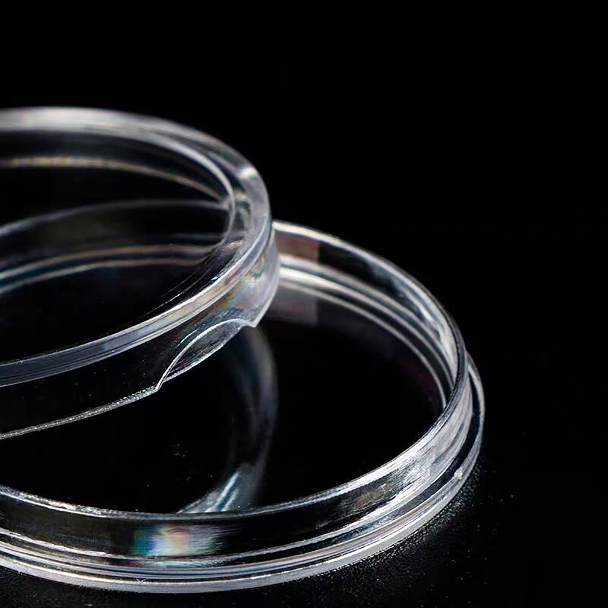 Clear coin capsule close-up