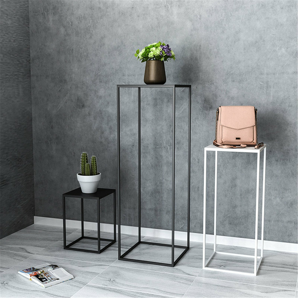 3PCS Black Metal Geometric Flower Stands Wedding Event Plant Display Pedestals