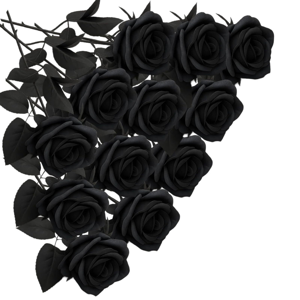Black Artificial Rose Flowers for DIY Wedding Bouquets Halloween Decorations AU