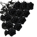 Black Artificial Rose Flowers for DIY Wedding Bouquets Halloween Decorations AU