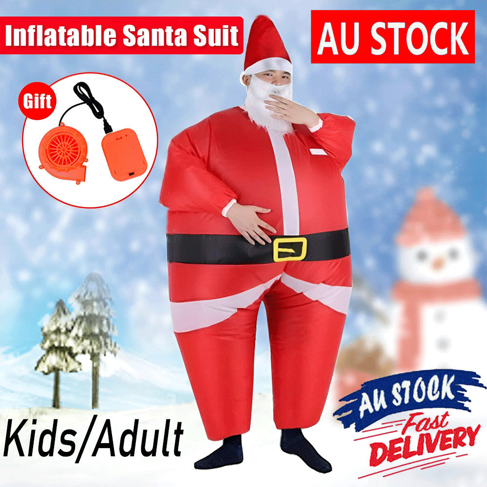 Inflatable Santa Claus Costume Christmas Suit, Funny Props Outfit Xmas OD