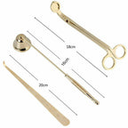 3pcs Stainless Steel Candle Care Tool Set | Wick Trimmer Snuffer & Hook Kit