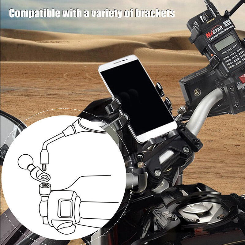 2pcs Motorcycle Mirror Mount Base 10mm | 1" Ball Adapter for GPS & Phone Holders