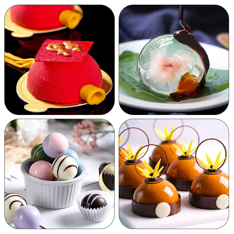 3PCS Semi Sphere Silicone Chocolate Mould Set - Half Round Dome Bakeware for Baking and Desserts