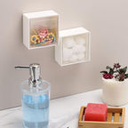 2-4PCS Wall Mounted Storage Box Cotton Swab Bathroom Organiser Holder White