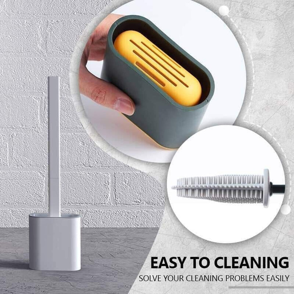 Silicone Toilet Brush with Holder – Hygienic Bathroom Cleaning Brush Set