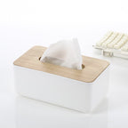 Wooden Tissue Box Cover - Modern Tissue Holder Napkin Dispenser Storage Organizer