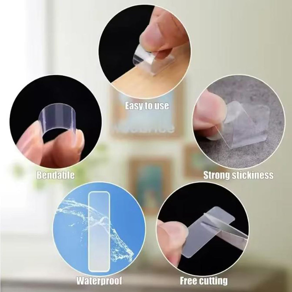 600PCS Strong Double Sided Adhesive Tape Waterproof Removable Mounting Stickers