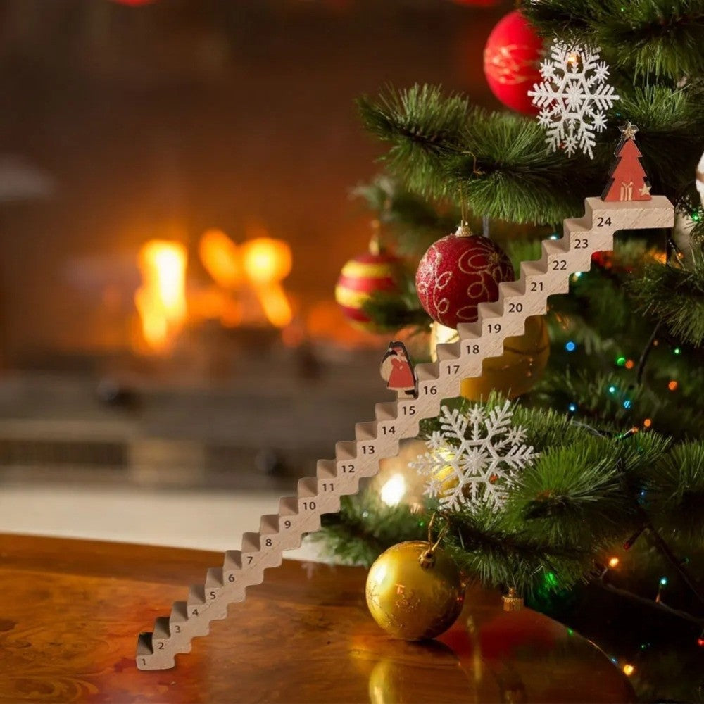 Wooden Countdowns Holiday Ornament Christmas Stairs Climbing Advent Calendar