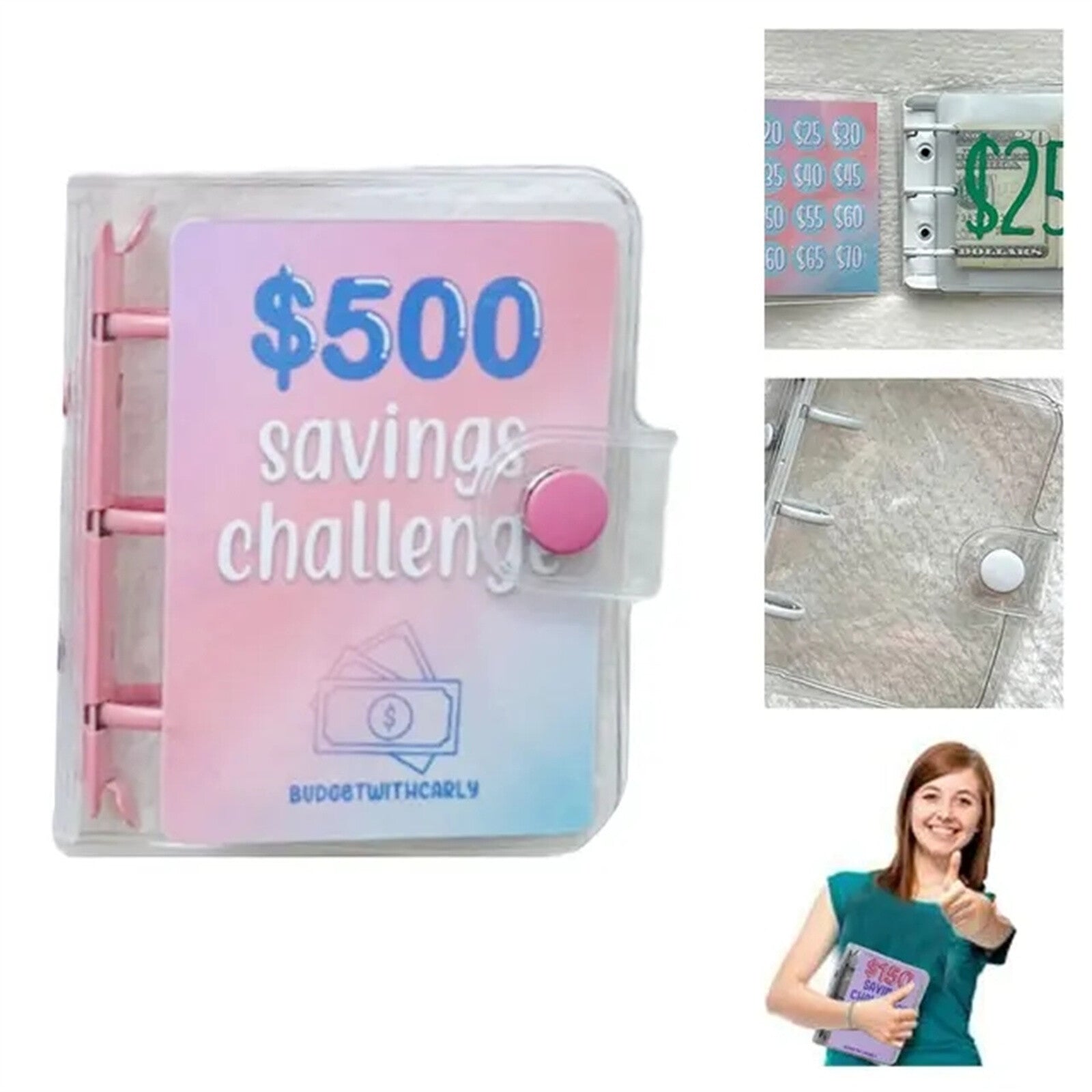2 Pack Money Saving Challenge Binder – Mini Budget Envelope Savings Book for Cash Budgeting and Financial Goals