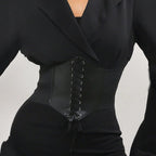 2PCS Women’s Body Shaper Buckle Wide Waist Belt - Elastic Underbust Corset Belt Black