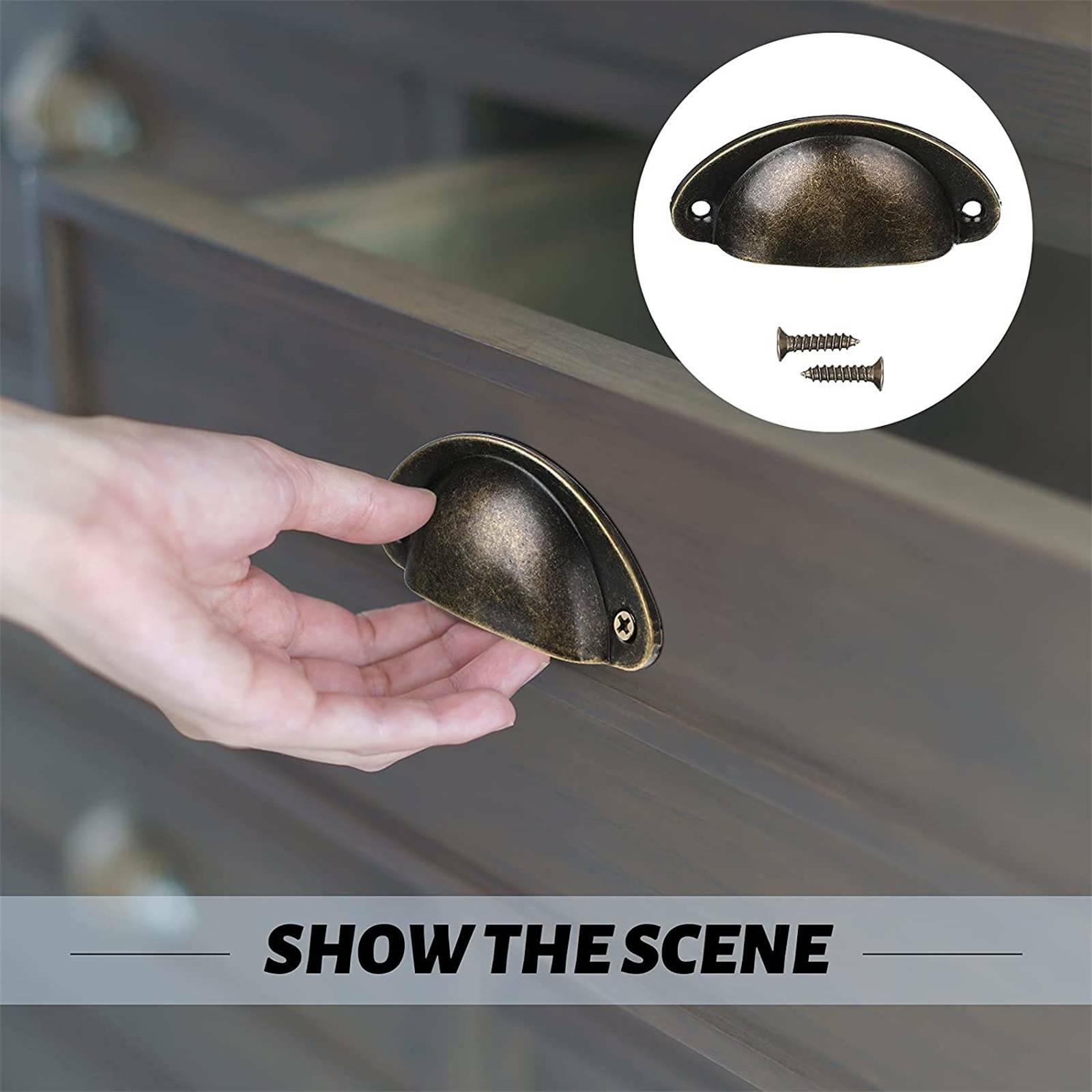 60pcs Vintage Drawer Cup Pull Handles | Matte Brown Cabinet Dresser Handles