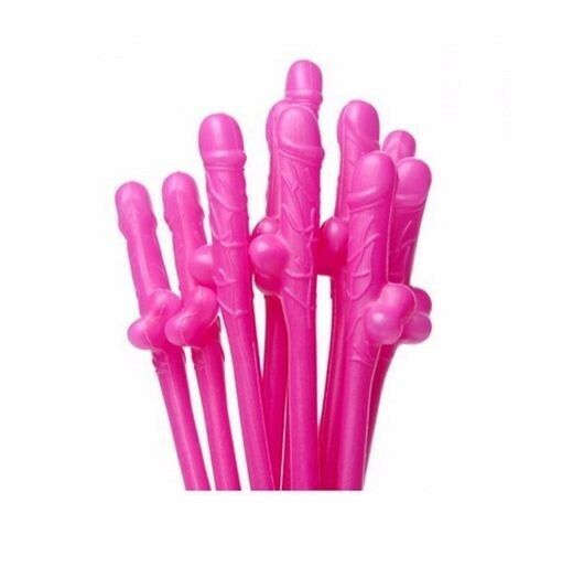 10/20/30 Hens Night Novelty Party Straws Mix Colours Nude Pink Bachelorette Drink Straws