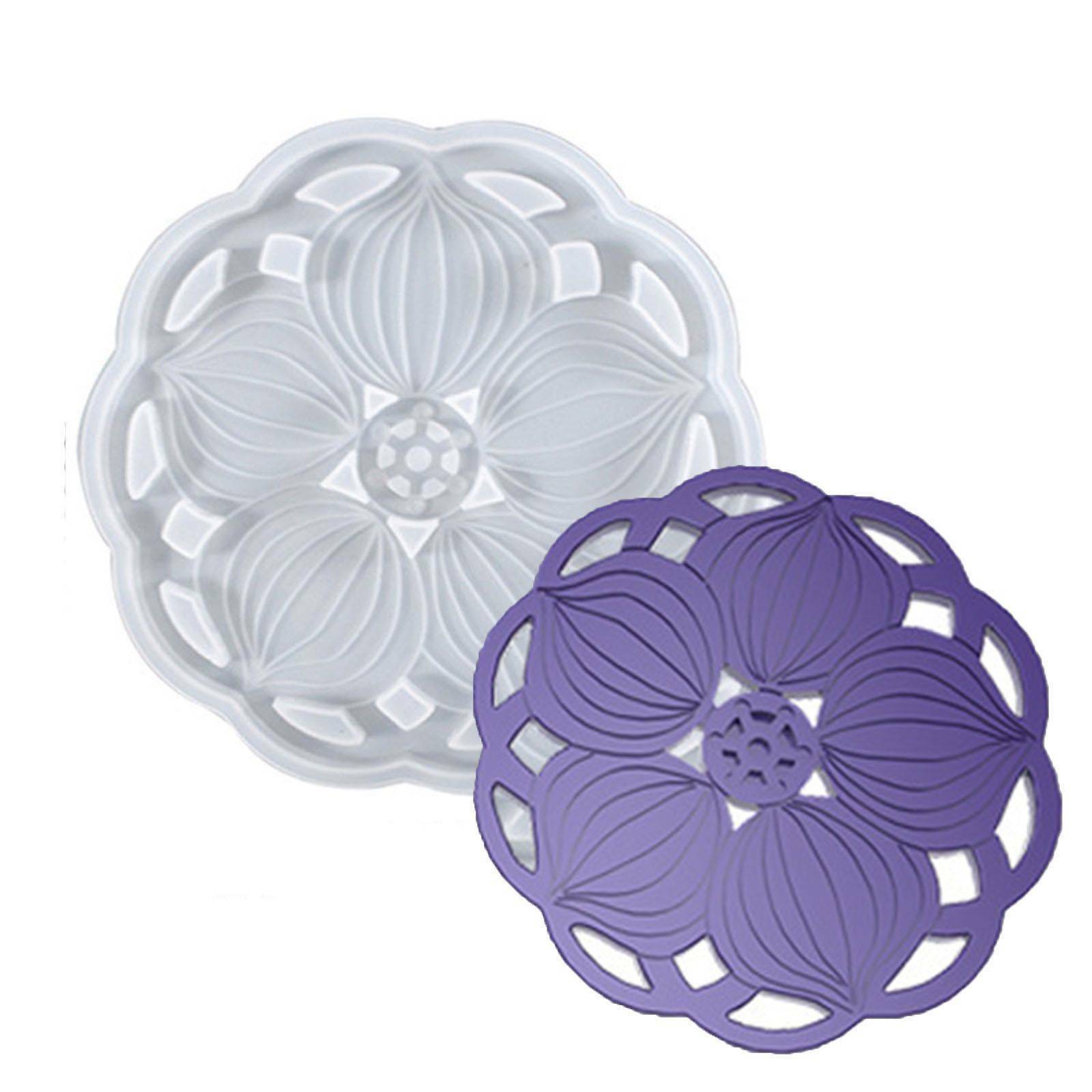 6PCS Flower Silicone Coaster Mold Set - Resin Casting Epoxy Coaster Moulds with Holder