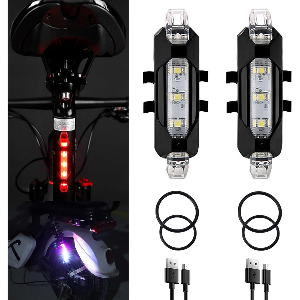 2PCS USB Rechargeable LED Bike Tail Lights Waterproof Bicycle Rear Safety Lights