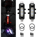 2PCS USB Rechargeable LED Bike Tail Lights Waterproof Bicycle Rear Safety Lights