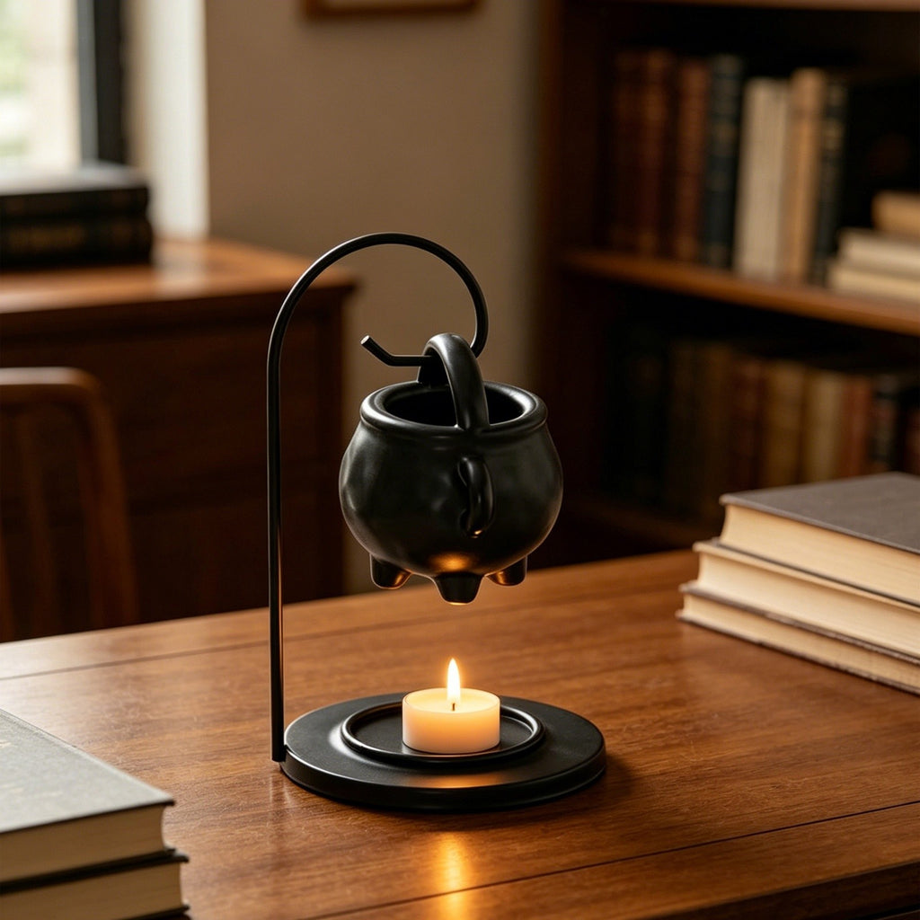 Ceramic Essential Cauldron Oil Burner with Stand Candle Aroma Diffuser Bedroom
