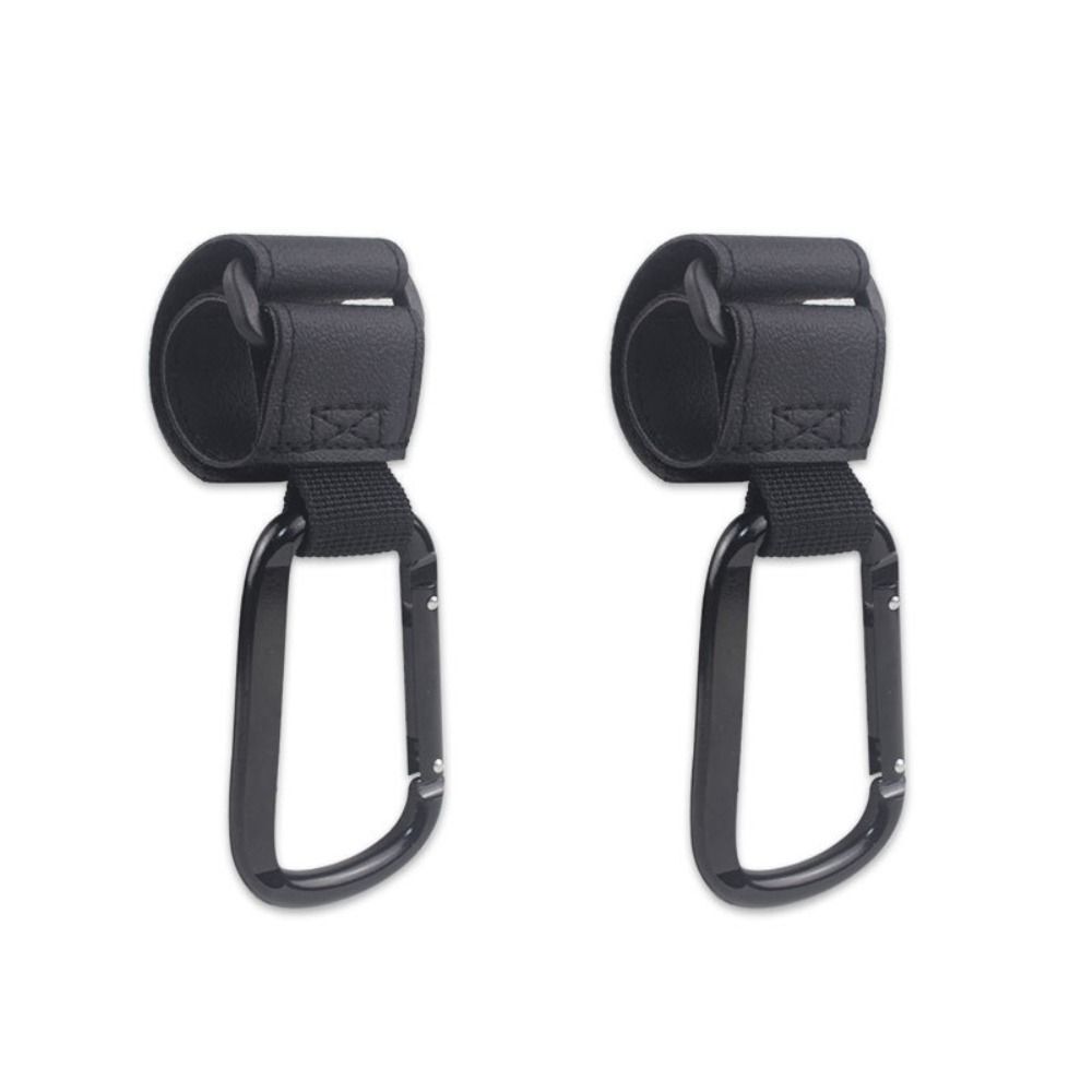 2PCS Metal Pram Hooks - PU Stroller Bag Hangers for Diaper Bags & Shopping Bags