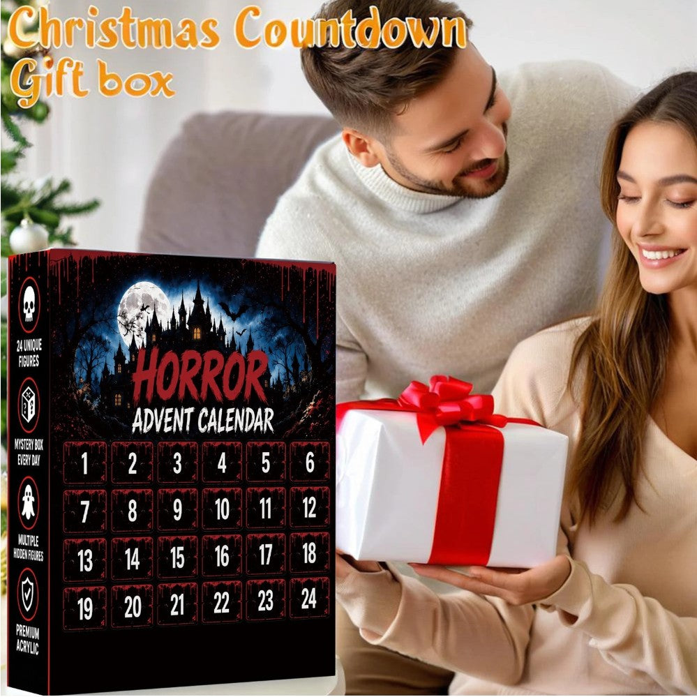 Couple with the horror advent calendar as a Christmas gift
